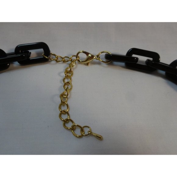 SUPER CHUNKY Lucite Assymetric Stones Chain Back NECKLACE Adjustable 22" - Picture 7 of 8